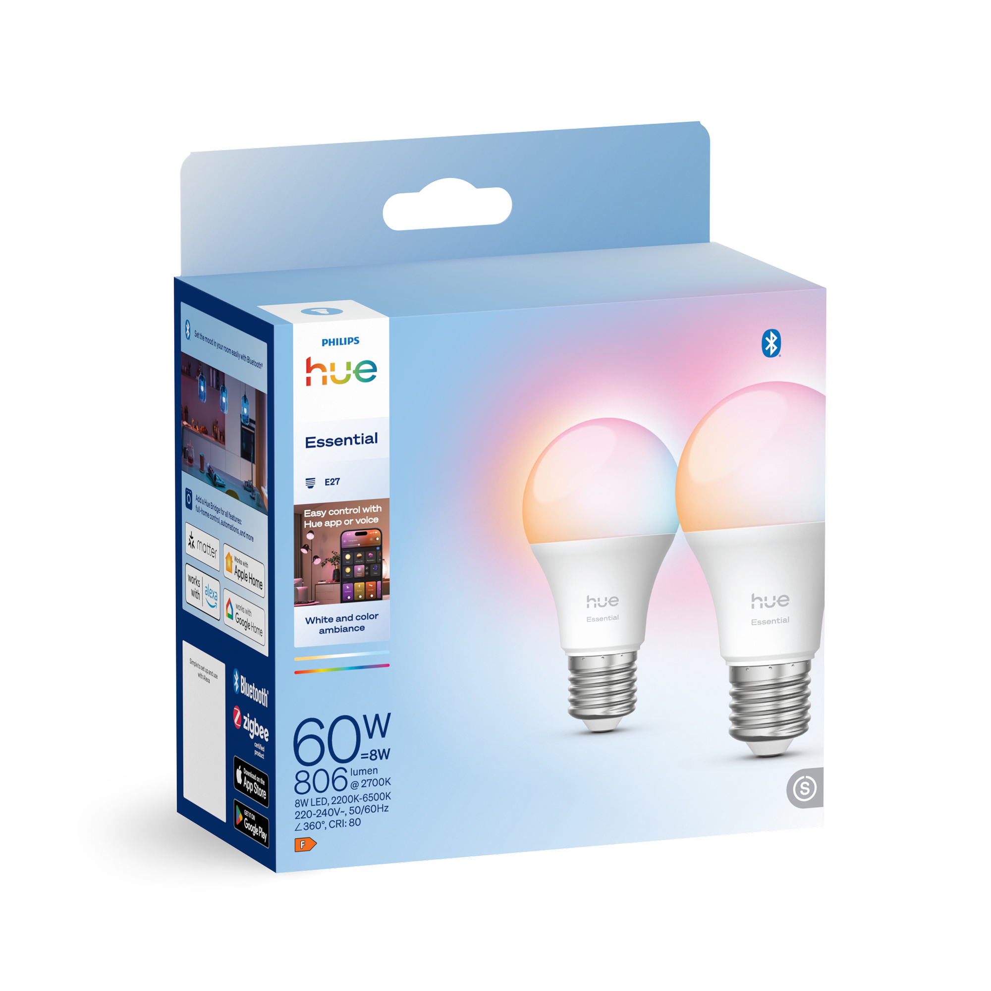 LED-Lampe 'Hue Essential smarte' E27  8 W 2 Stück