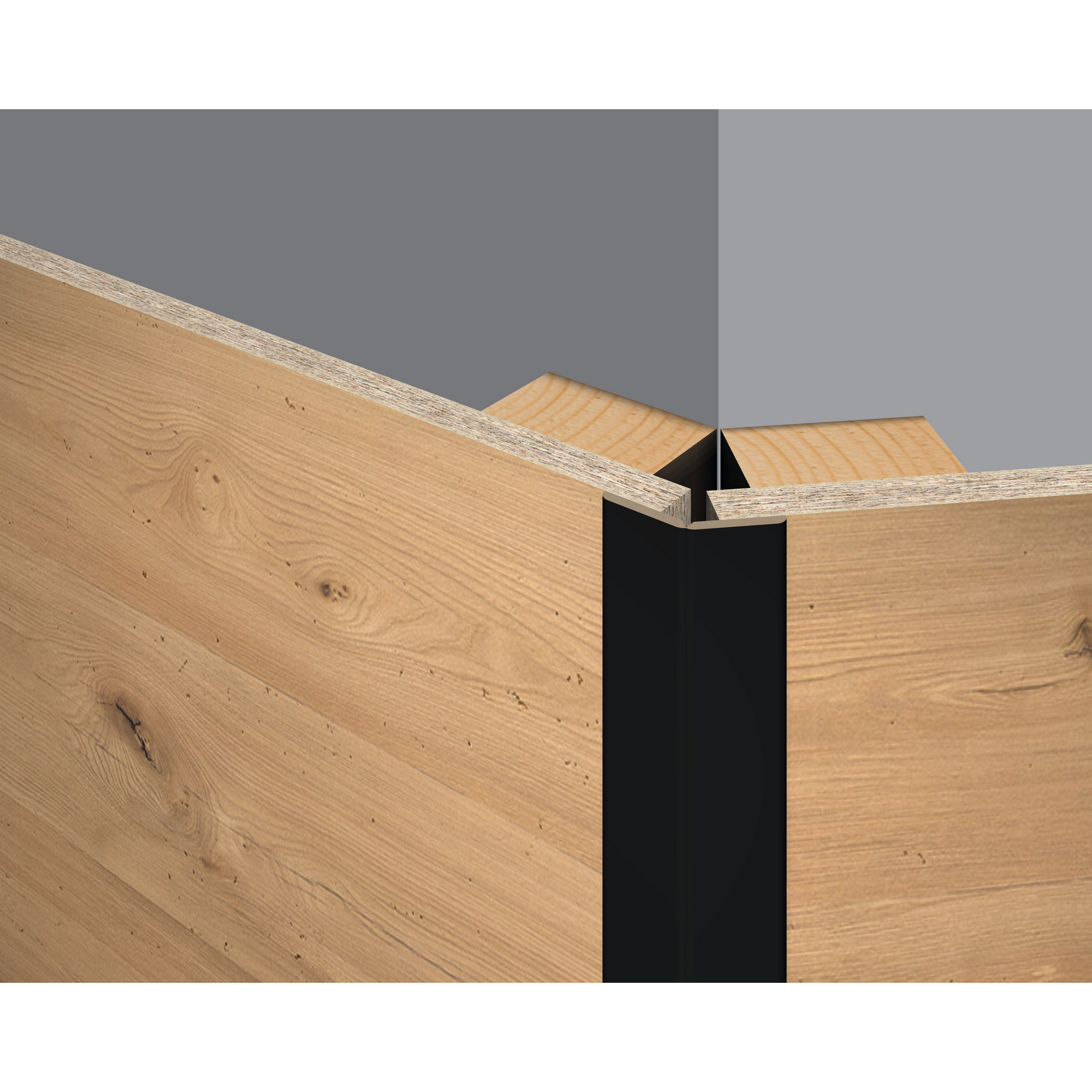 Faltleiste 'DecoWall FL537' schwarz 2400 x 22 x 22mm