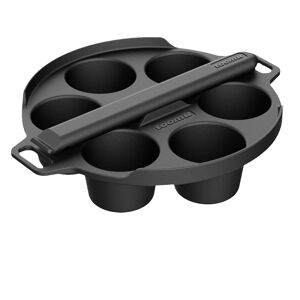 Muffin-Form Gusseisen für 6 Portionen schwarz 31 x 25 cm inklusive Griff