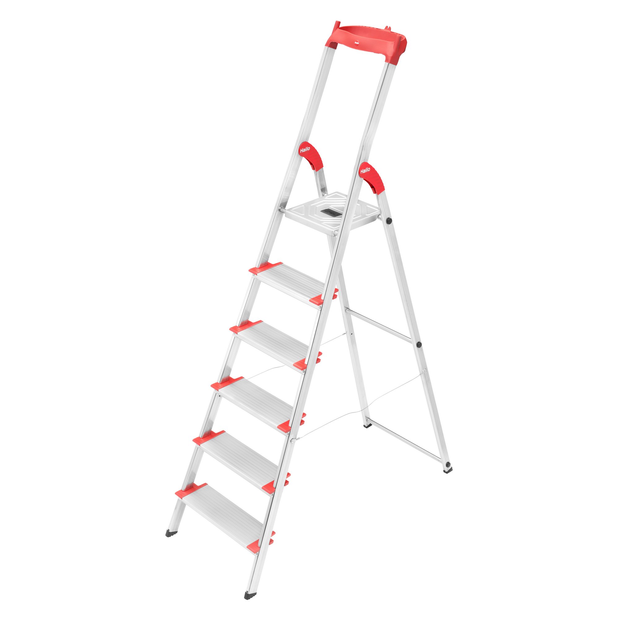 Stehleiter 'L81 ComfortLine' 6 Stufen 128 cm mit Wechselfuß-Set