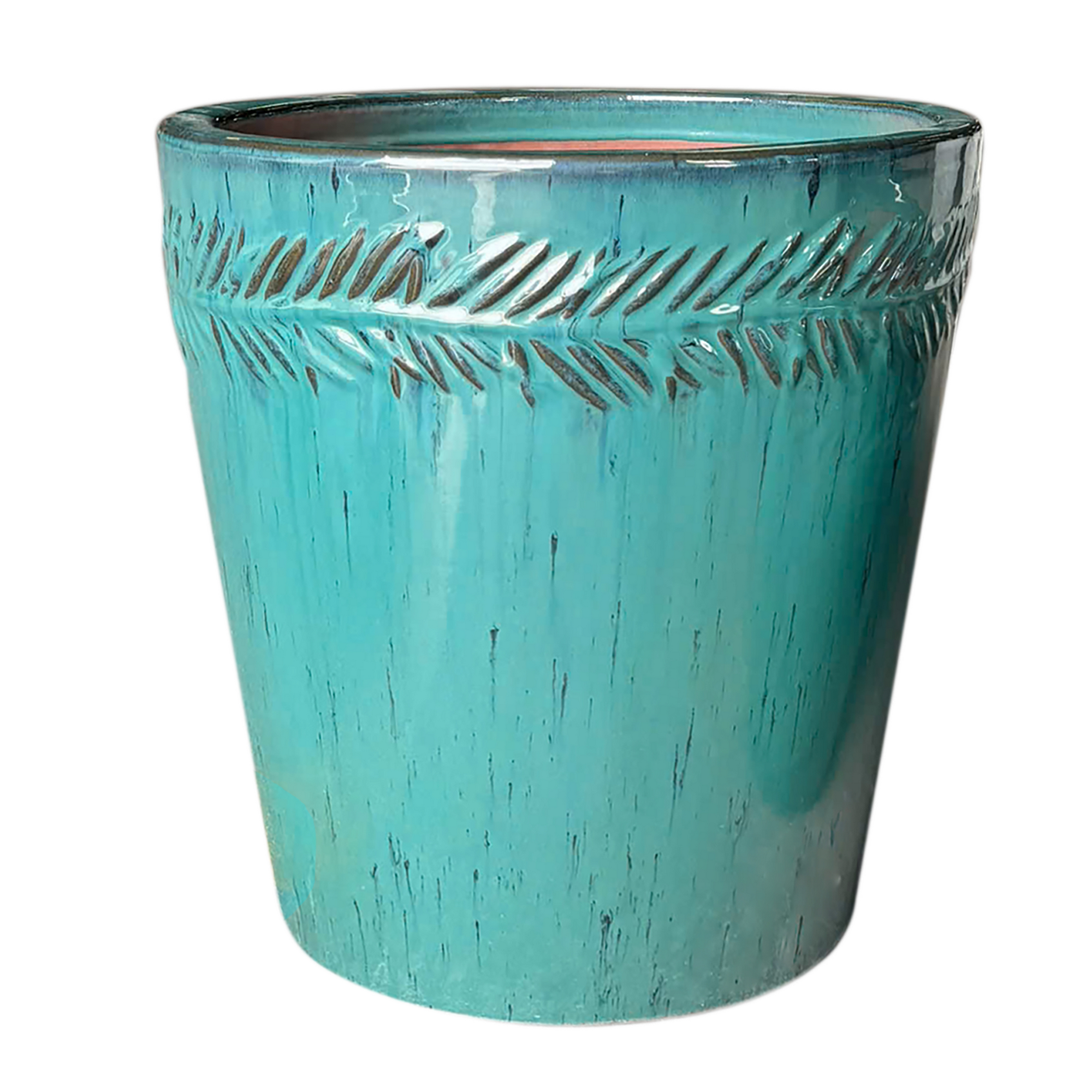 Pflanzgefäß 'Ferro' türkis Ø 35 x 35 cm