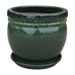 Pflanzgefäß 'Bari' dunkelgrün Ø 29 x 24 cm