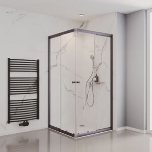 Eckeinstieg 'Sunny' grau mit Schiebetüren 75-90 x 75-90 x 180 cm