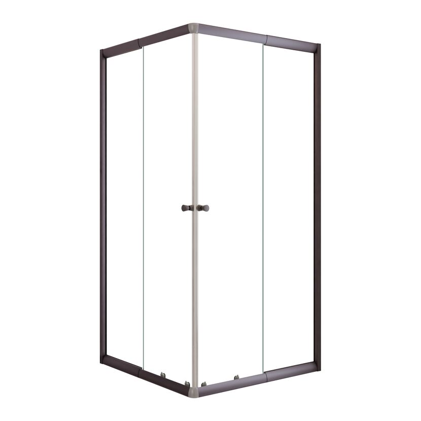 Eckeinstieg 'Sunny' grau mit Schiebetüren 75-90 x 75-90 x 180 cm