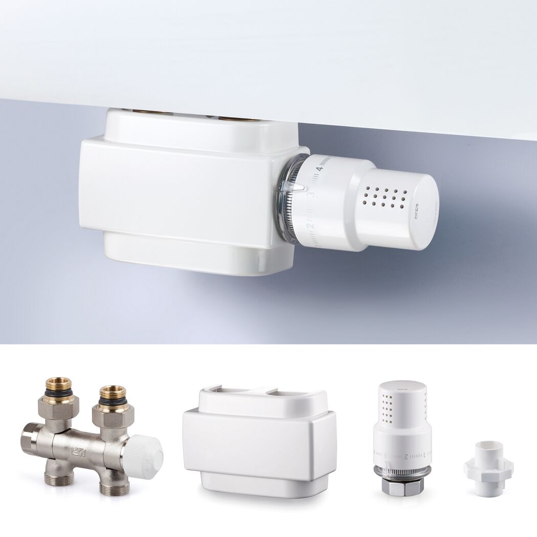 Hahnblock 6 in 1 für Heizkörper weiß M30 x 1,5 mm