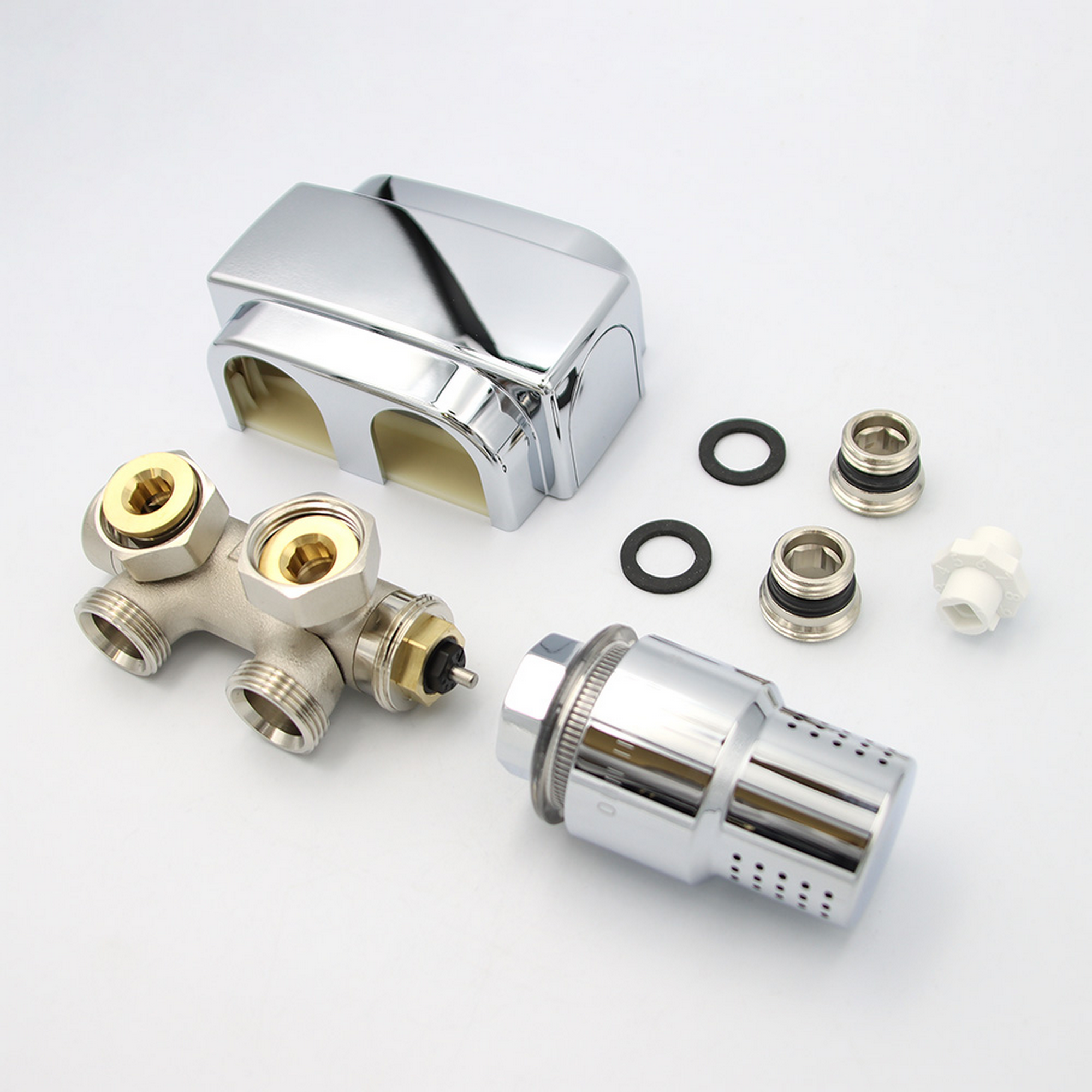 Hahnblock 6 in 1 für Heizkörper chromfarben M30 x 1,5 mm