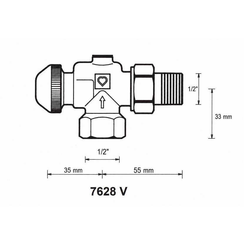 Thermostatventil TS-98-V Eckform spezial 1/2