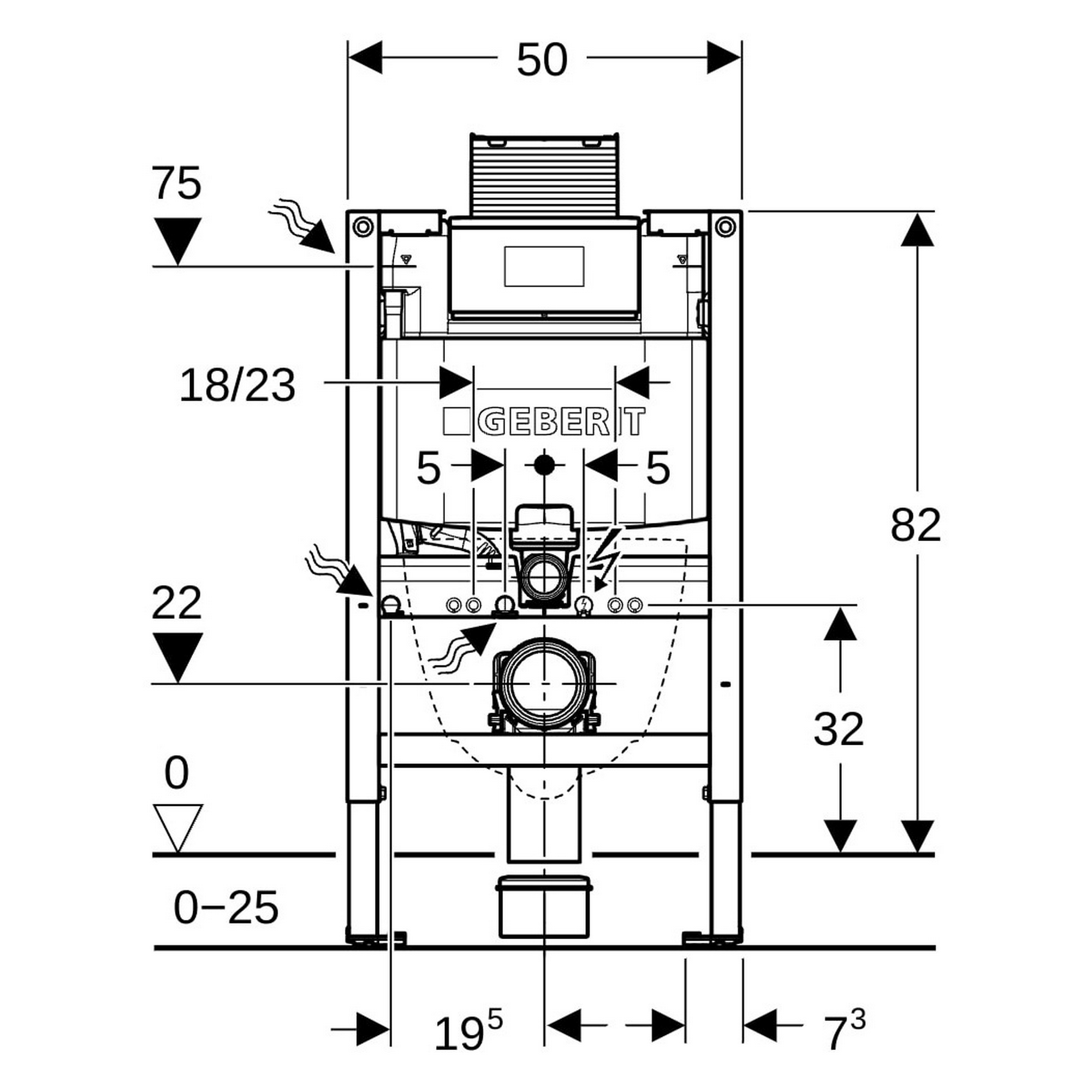 Duofix-Element für Wand-WC 82 cm mit Omega Unterspülkasten