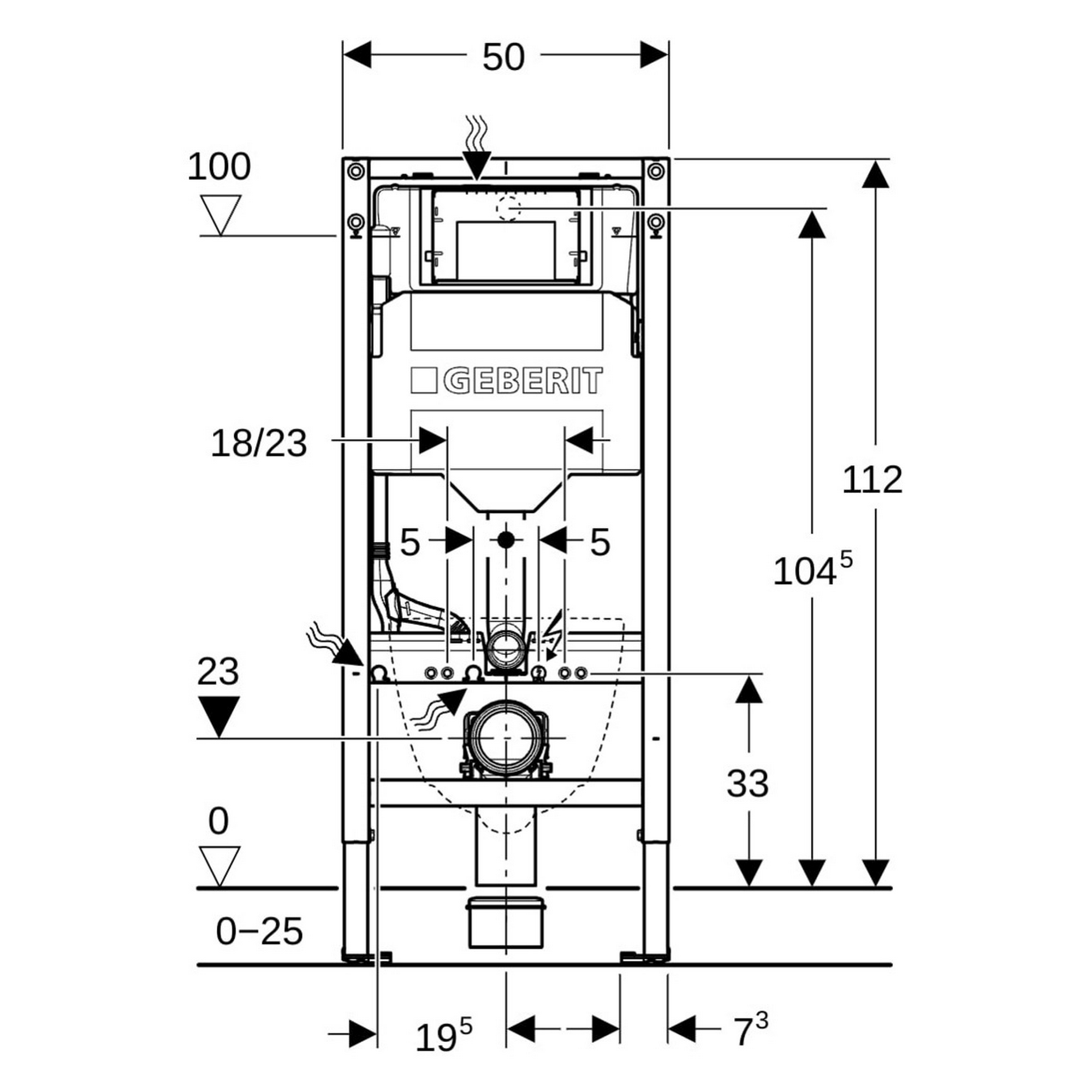 Duofix-Element für Wand-WC 112 cm mit Sigma Unterspülkasten