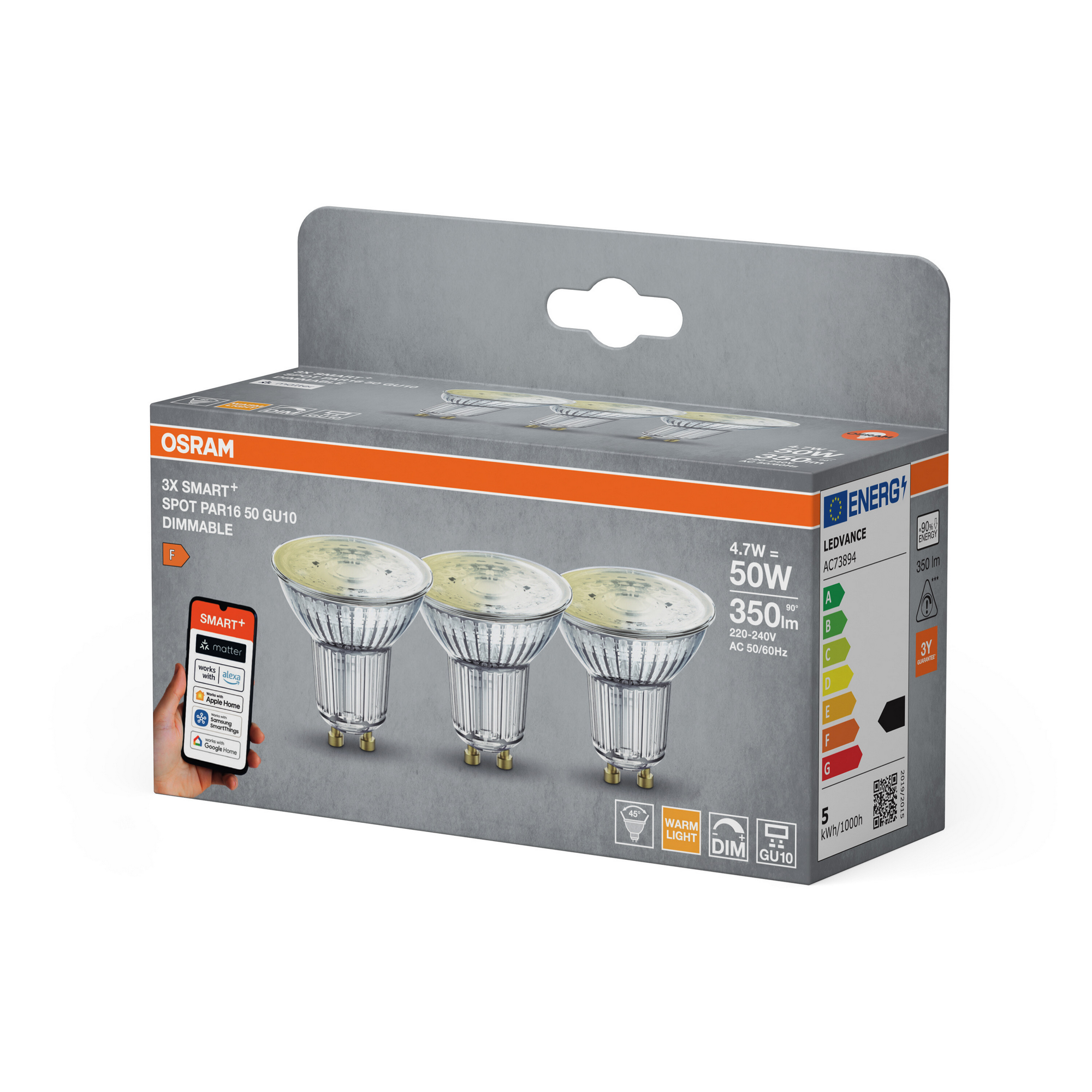 LED-Reflektor 'Smart + Matter' GU10 4,7 W 350 lm