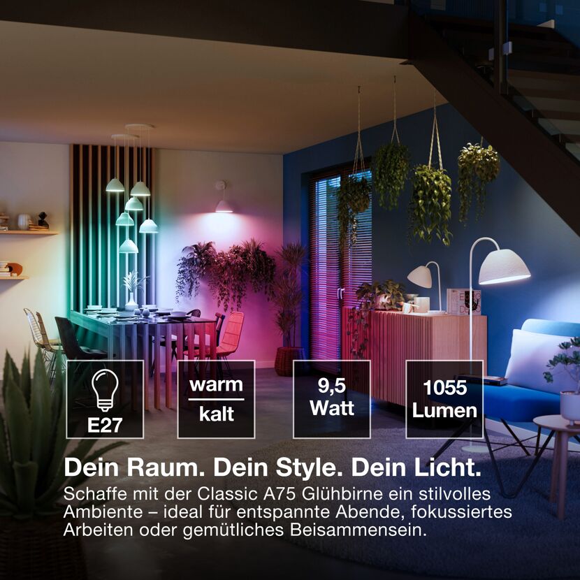 LED-Leuchtmittel 'SMART+ MATTER Classic shapes Multicolor' dimmbar Standardform matt E27 9,5 W 1055 lm RGB - tunable white