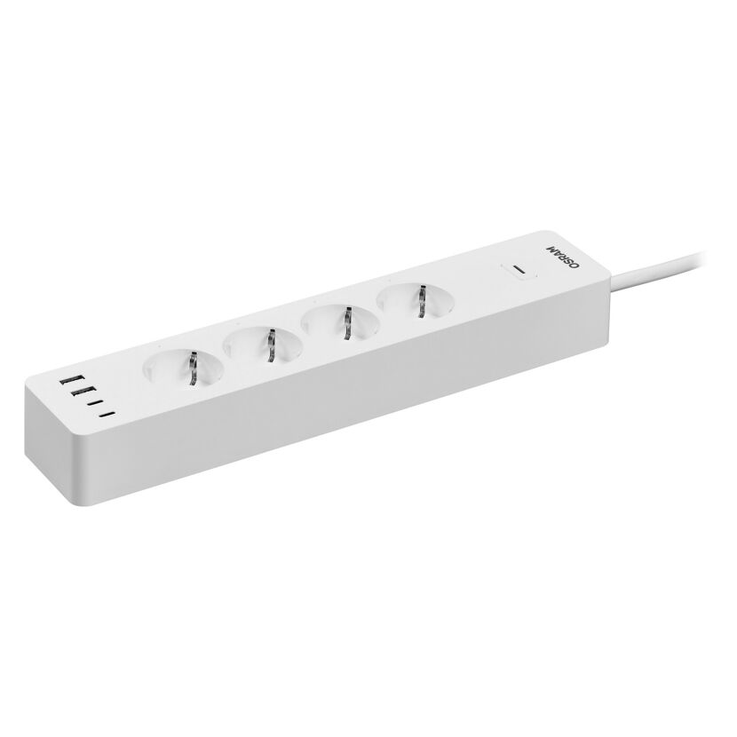 Smart-Steckdosenleiste weiß mit USB-Ladefunktion