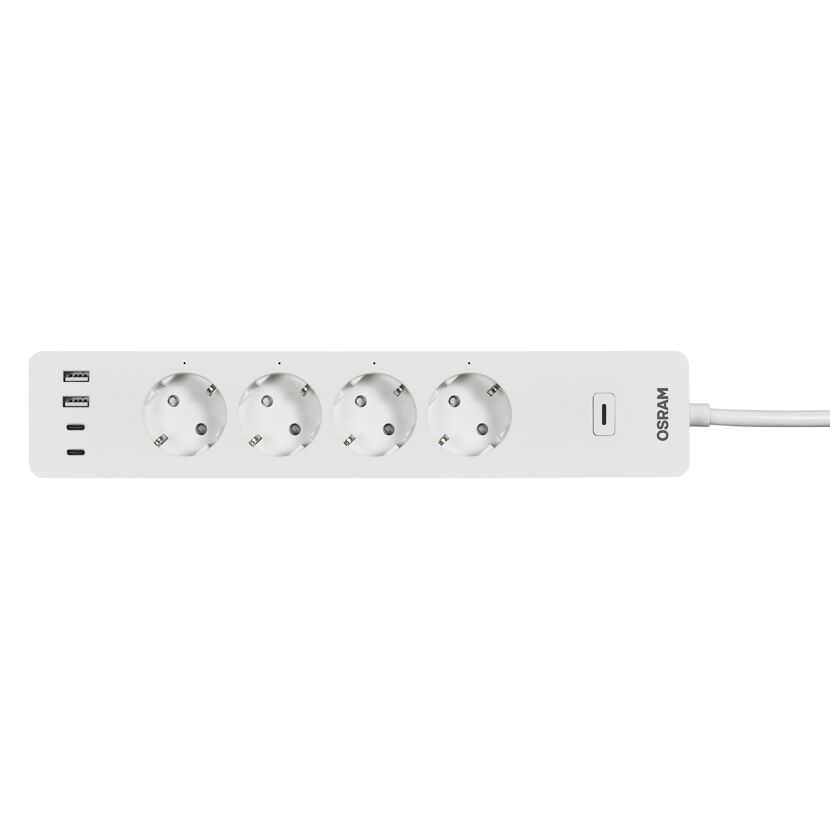 Smart-Steckdosenleiste weiß mit USB-Ladefunktion