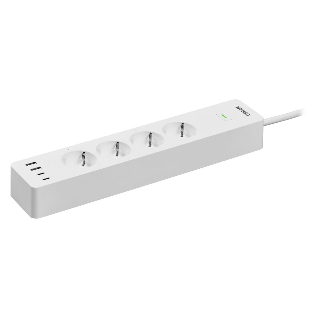 Smart-Steckdosenleiste weiß mit USB-Ladefunktion
