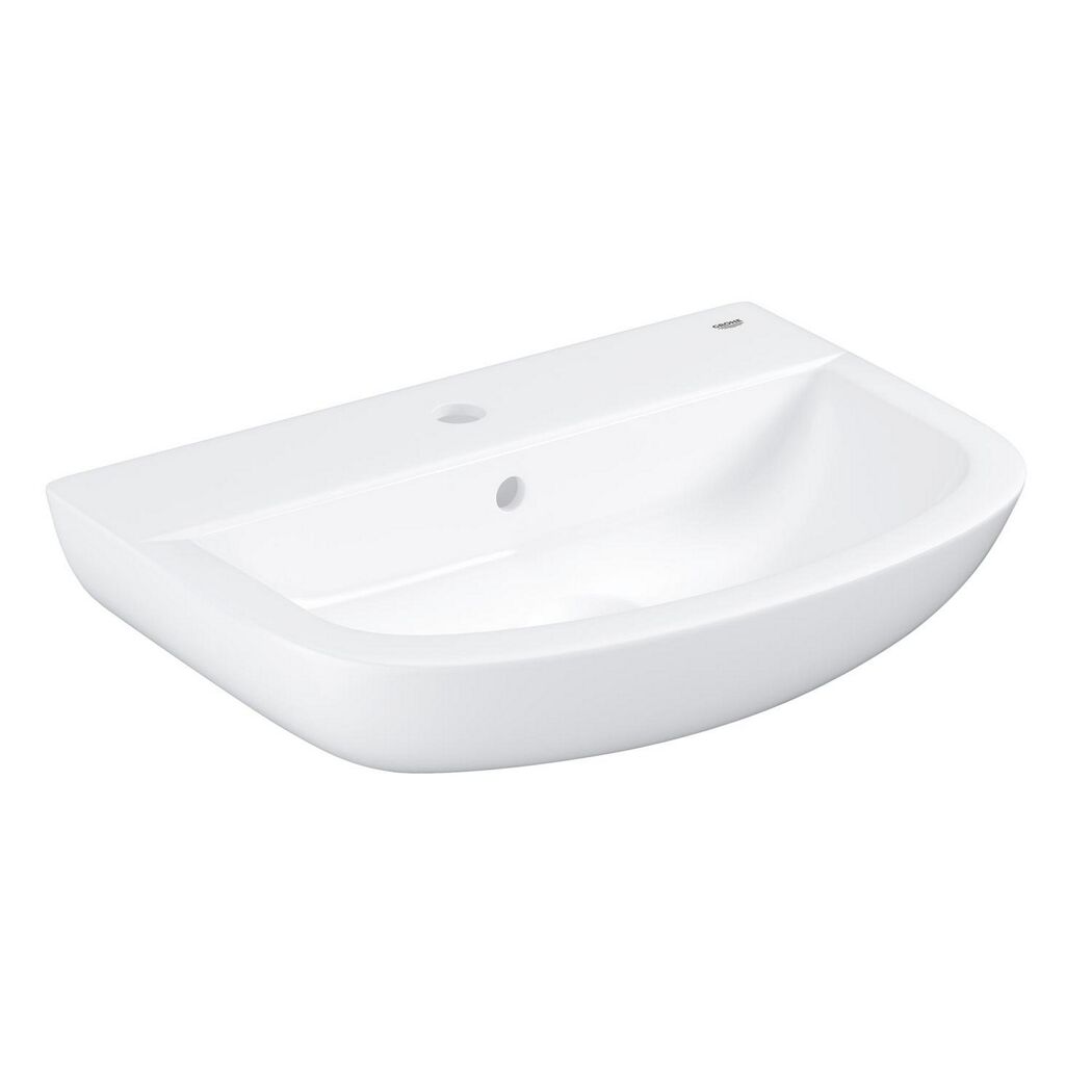 Waschbecken halbrund 'Bau Keramik' weiß 55 x 15 x 18,6 cm