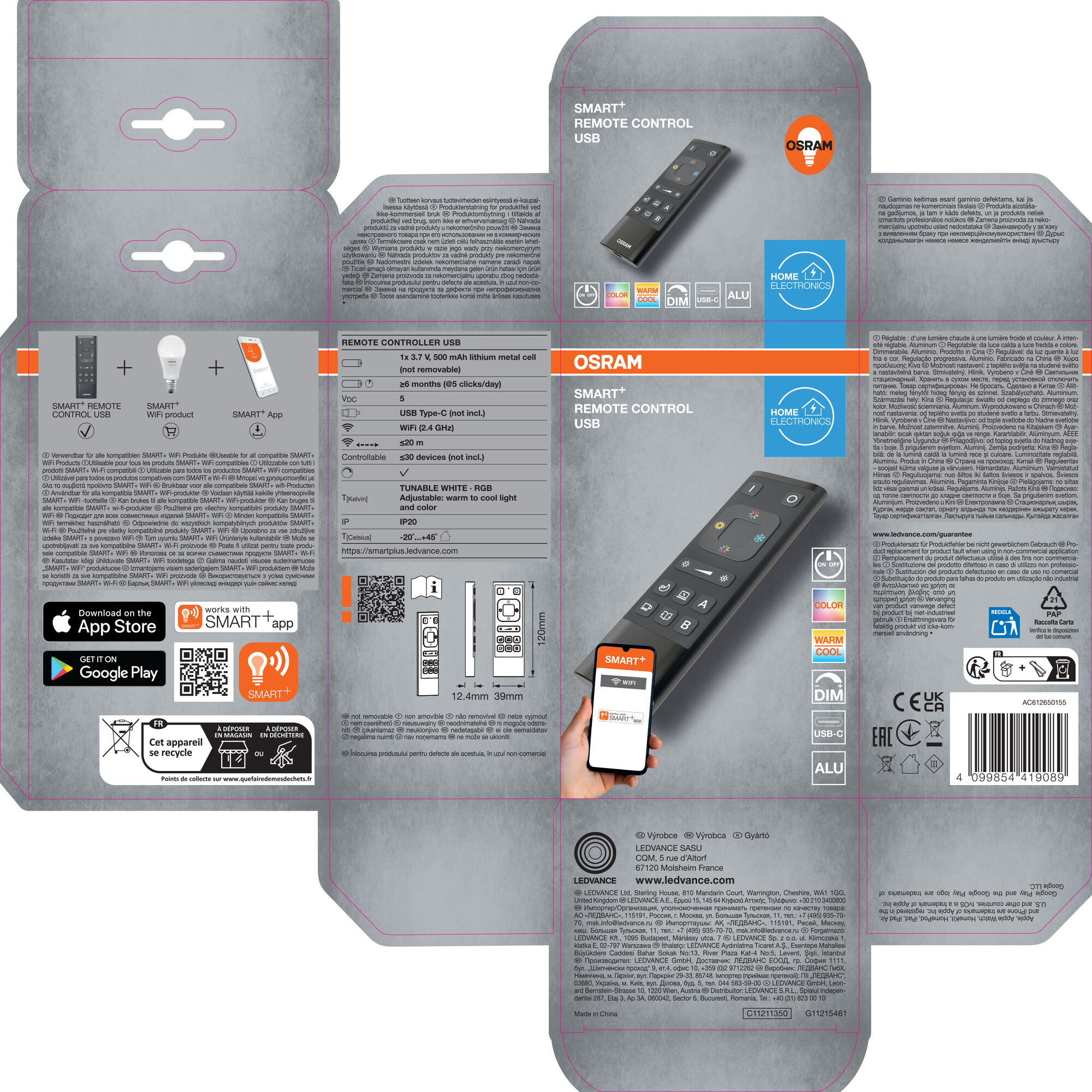 WiFi-Fernbedienung 'SMART' schwarz mit USB-C