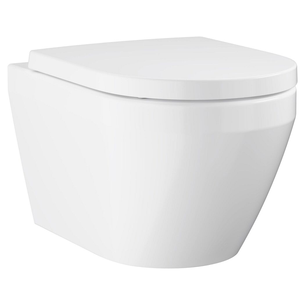 Wand-WC 'Euro Keramik' spülrandlos inklusive WC-Sitz weiß