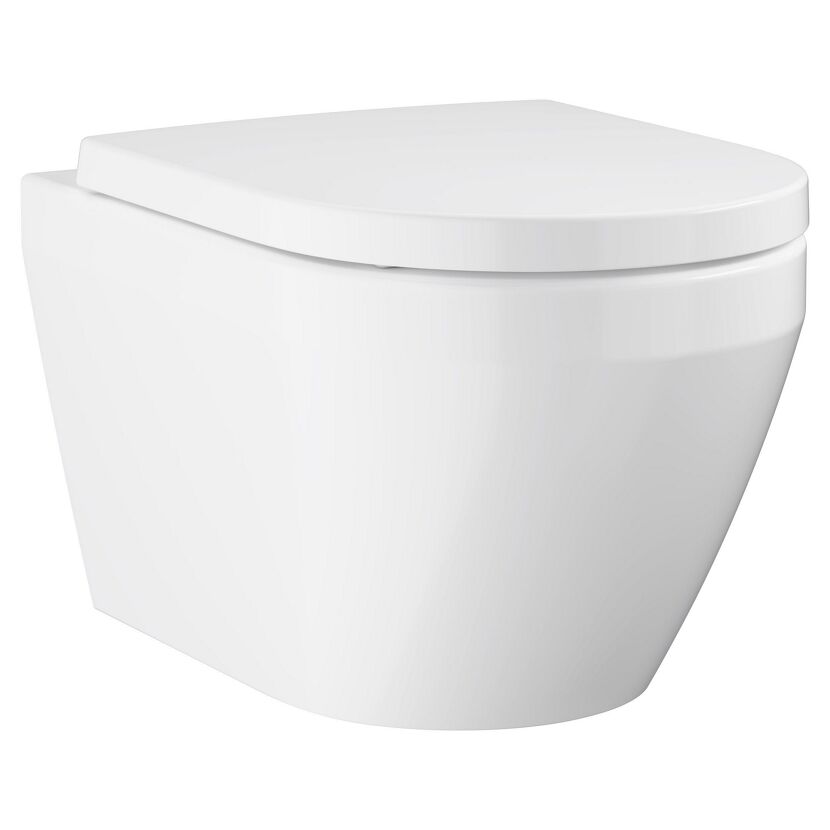 Wand-WC 'Euro Keramik' spülrandlos inklusive WC-Sitz weiß