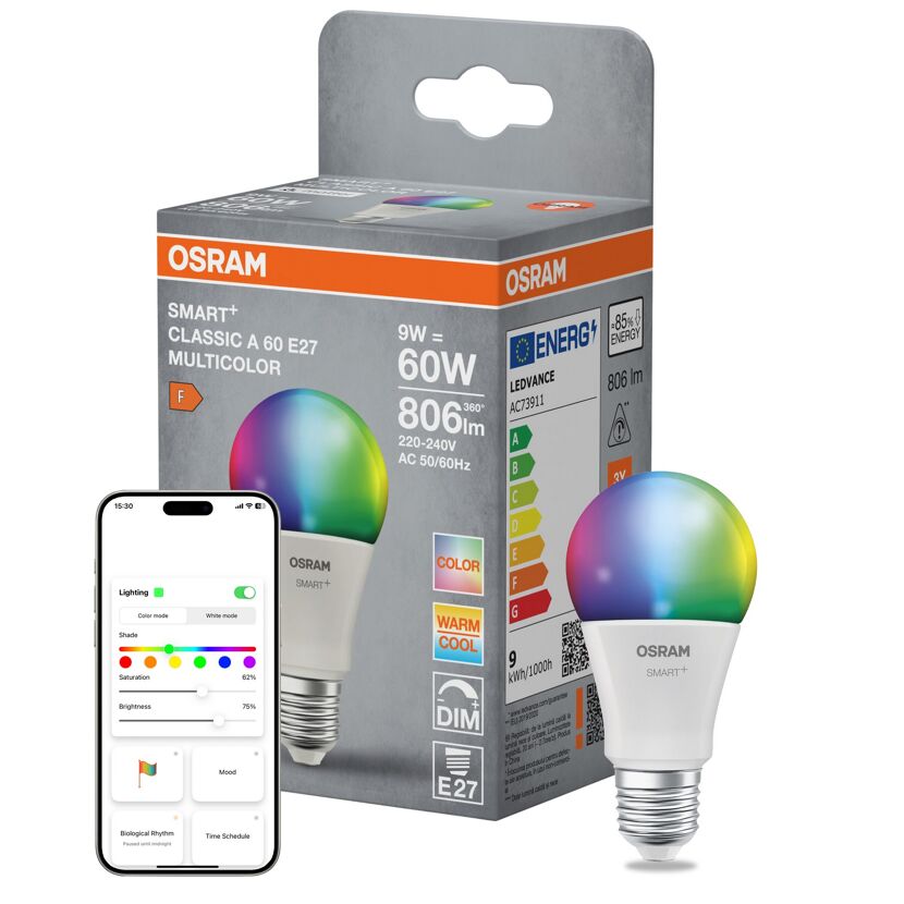 LED-Leuchtmittel 'Smart+ Classic' A 60 E27 9W 806 lm Multicolor