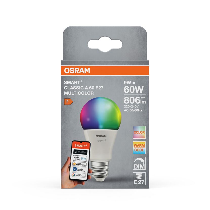 LED-Leuchtmittel 'Smart+ Classic' A 60 E27 9W 806 lm Multicolor