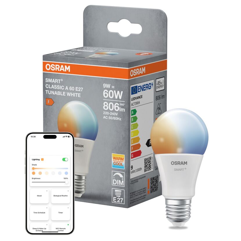 LED-Leuchtmittel 'Smart+ Matter' 9 W E27 Tunable White