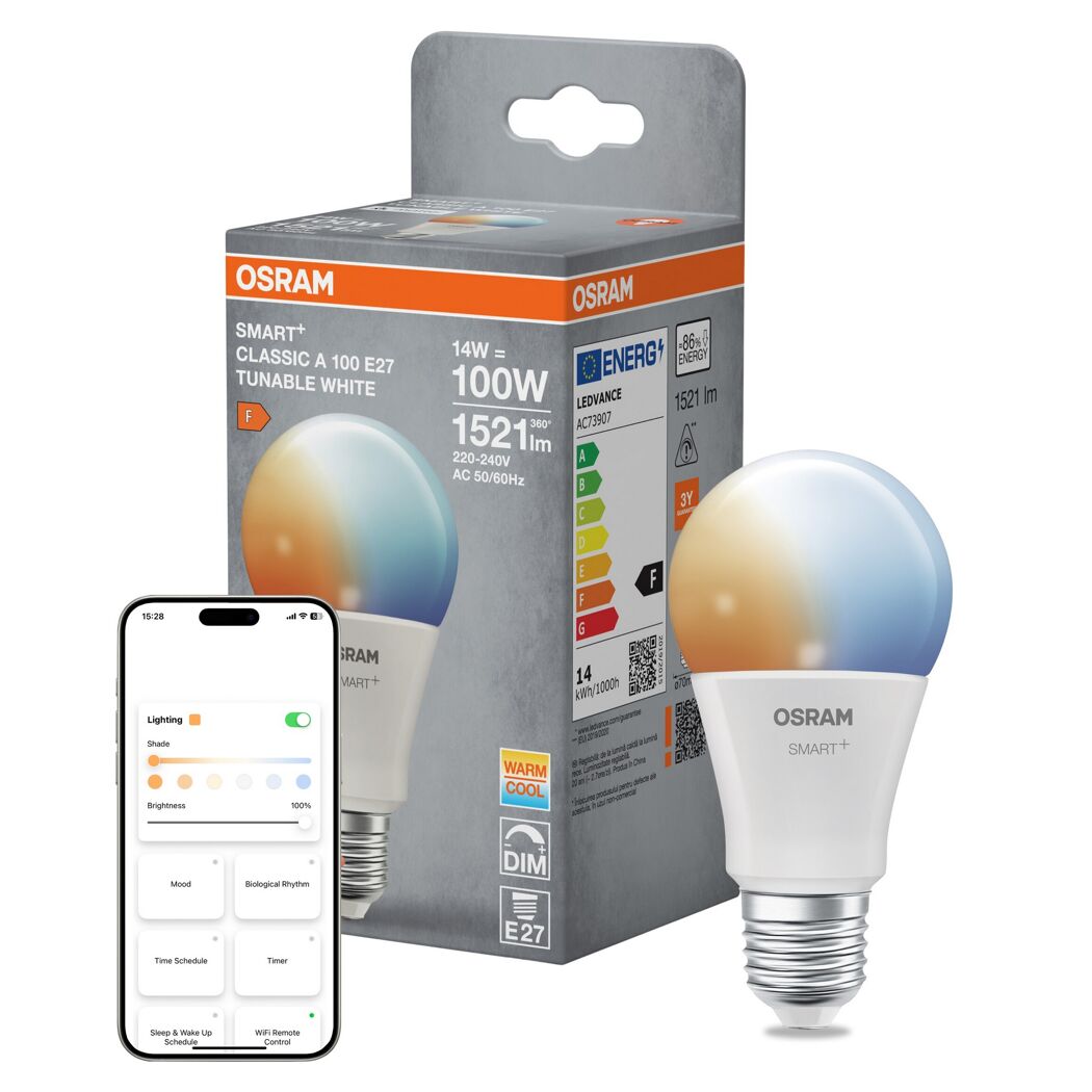 LED-Leuchtmittel 'SMART+ MATTER Classic shapes Tunable white' dimmbar Standardform matt E27 14 W 1521 lm warmweiß bis tageslichtweiß
