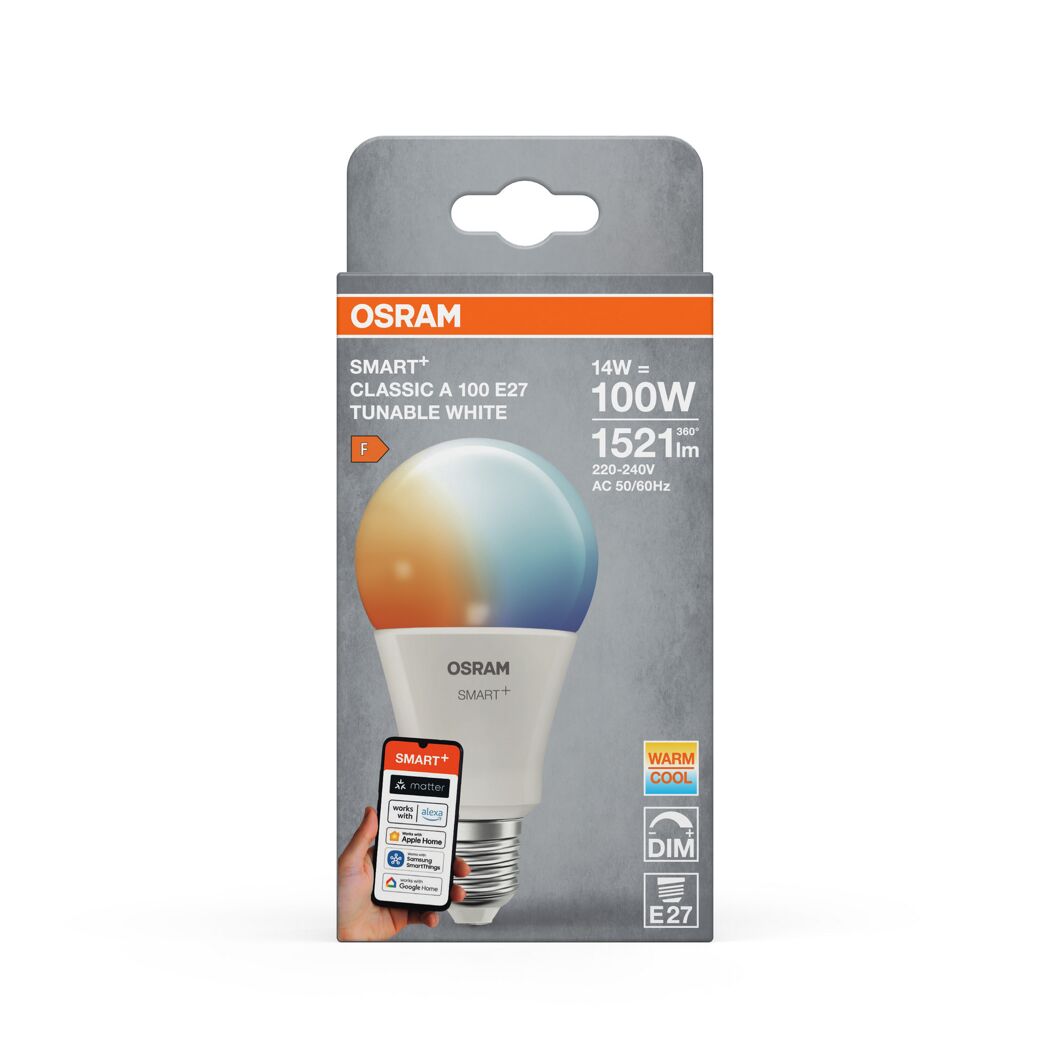 LED-Leuchtmittel 'SMART+ MATTER Classic shapes Tunable white' dimmbar Standardform matt E27 14 W 1521 lm warmweiß bis tageslichtweiß