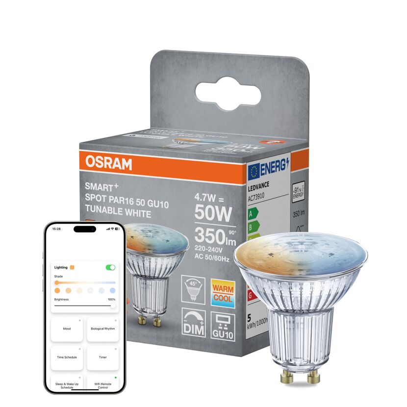 LED-Leuchtmittel 'SMART+ MATTER Spot Tunable White' dimmbar Reflektor klar GU10 4,7 W 350 lm warmweiß bis tageslichtweiß