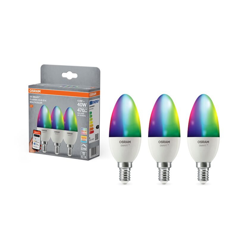 LED-Leuchtmittelset 'SMART+ MATTER Classic shapes Multicolor' dimmbar Kerze matt E14 4,9 W 470 lm RGB - tunable white 3 Stück