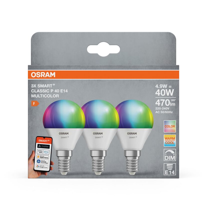 LED-Lampe 'Smart+ WiFi CLP' RGBW 4,9 W E14 470 lm, dimmbar 3er-Pack