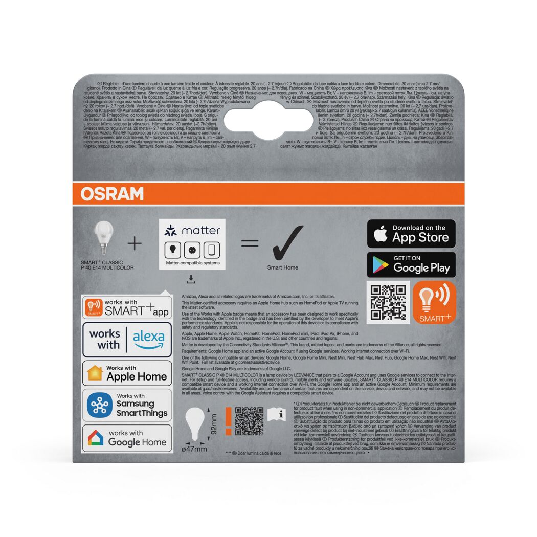 LED-Leuchtmittelset 'SMART WiFi CLP' dimmbar Tropfen matt E14 4,9 W 470 lm RGB - tunable white 3 Stück