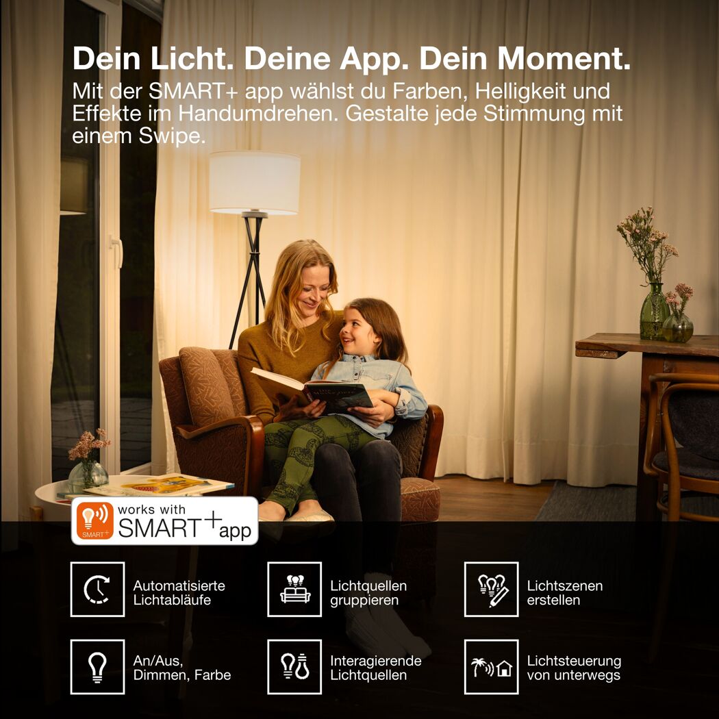 LED-Leuchtmittel 'SMART+ MATTER Filament Classic shapes Dimmable' dimmbar Standardform klar E27 6 W 806 lm warmweiß