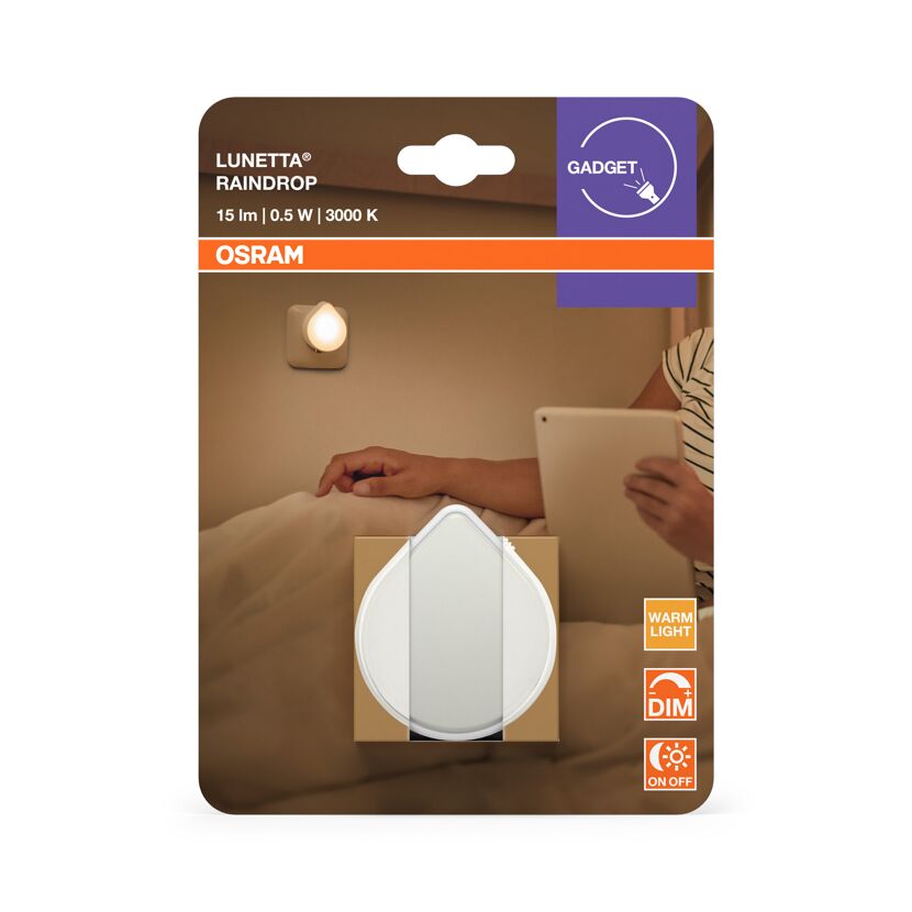 LED-Nachtlicht 'Lunetta Raindrop DIM' dimmbar 0,5 W 15 lm warmweiß 6,3 x 6,4 x 5,5 cm