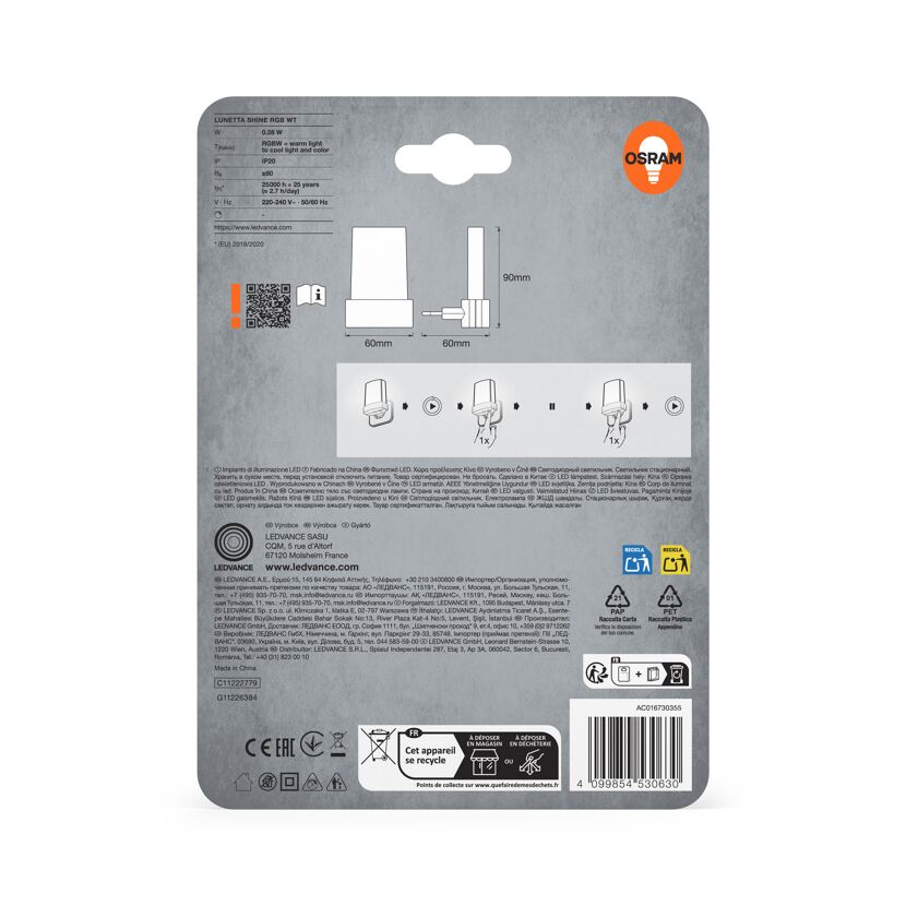 LED-Nachtlicht 'Lunetta Shine RGB' 0,28 W RGB - tunable white 6 x 9 x 6 cm