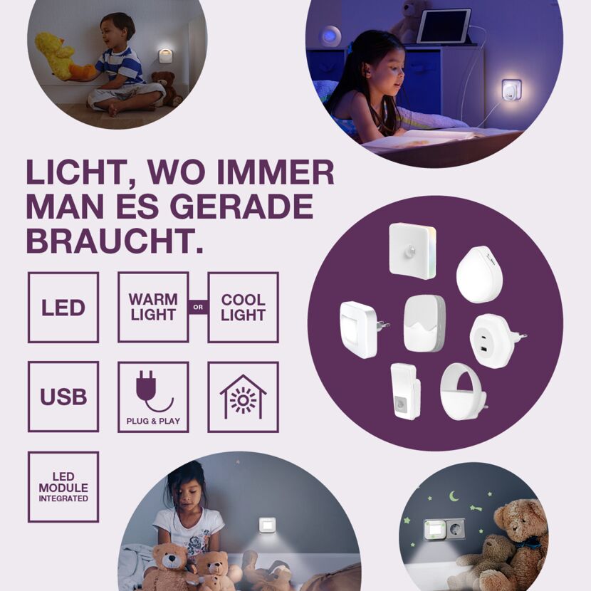LED-Nachtlicht 'Lunetta Shine RGB' 0,28 W RGB - tunable white 6 x 9 x 6 cm