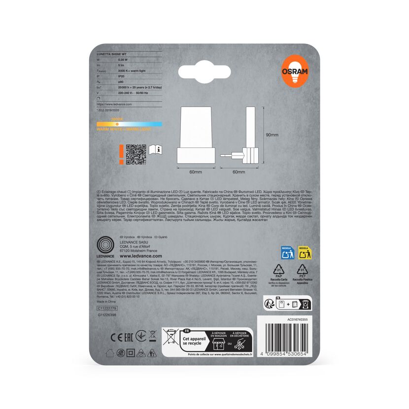 LED-Nachtlicht 'Lunetta Shine' 0,28 W 5 lm warmweiß 6 x 9 x 6 cm