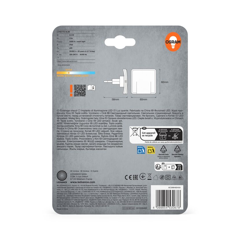 LED-Nachtlicht 'Lunetta Slim' 0,3 W 3 lm warmweiß 6 x 6 x 5,8 cm