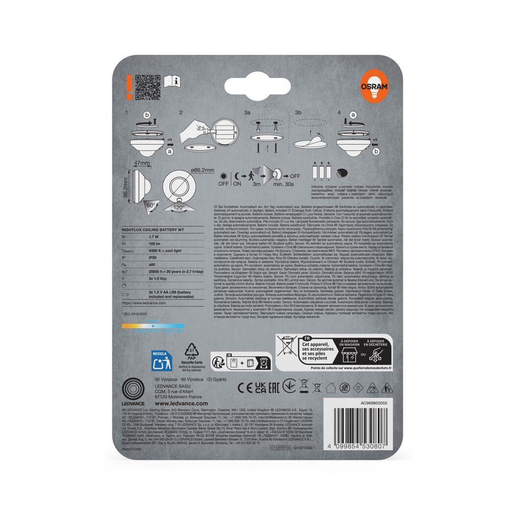 LED-Nachtlicht 'Nightlux Ceiling' 1,7 W 105 lm neutralweiß Ø 8,6 x 4,7 cm