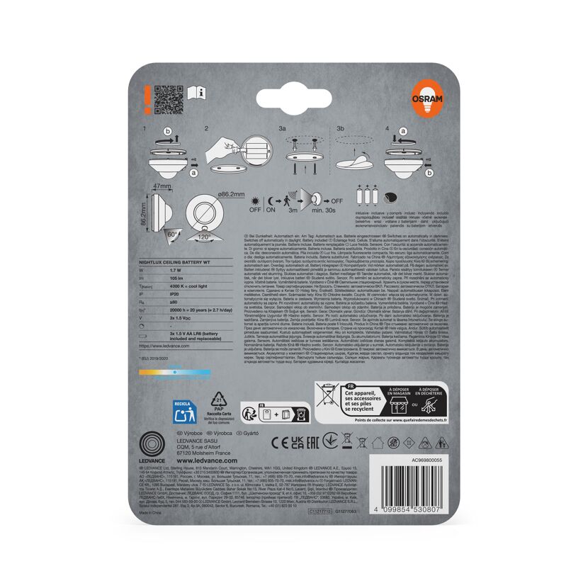 LED-Nachtlicht 'Nightlux Ceiling' 1,7 W 105 lm neutralweiß Ø 8,6 x 4,7 cm