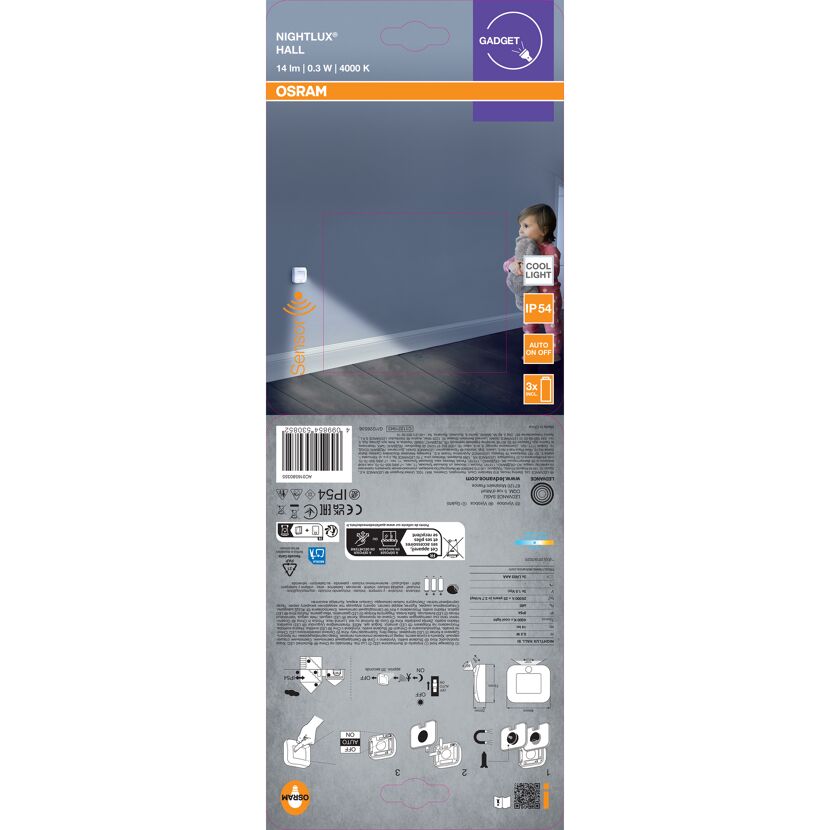 LED-Nachtlicht 'Nightlux Hall' 0,25 W 14 lm neutralweiß 7,3 x 2,2 x 8,4 cm