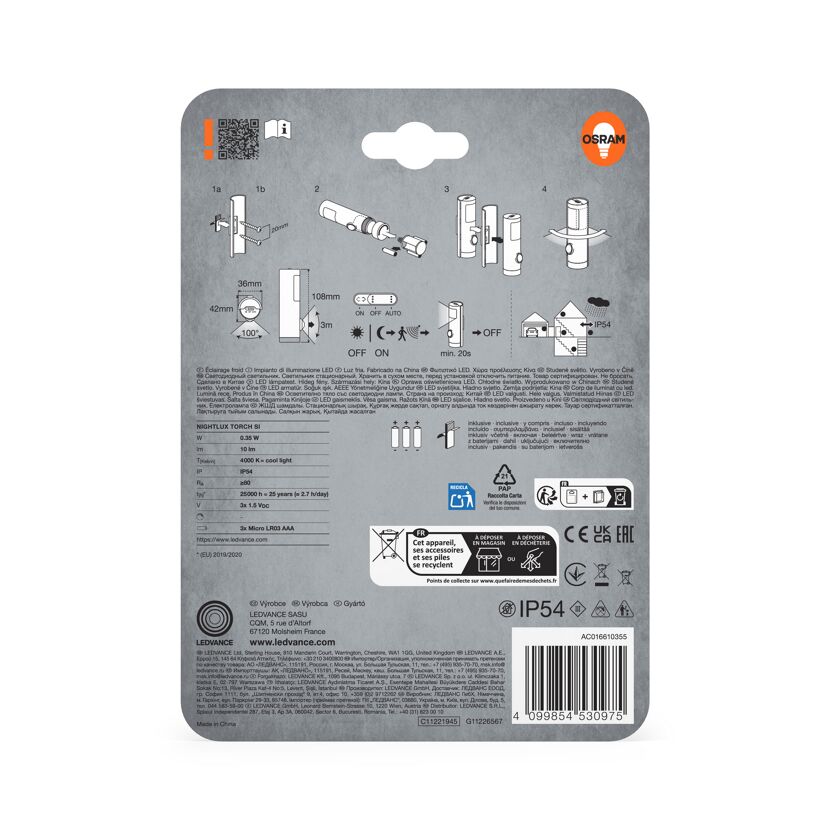 LED-Nachtlicht 'Nightlux Torch' 0,35 W 10 lm neutralweiß 4,2 x 10,8 x 3,6 cm