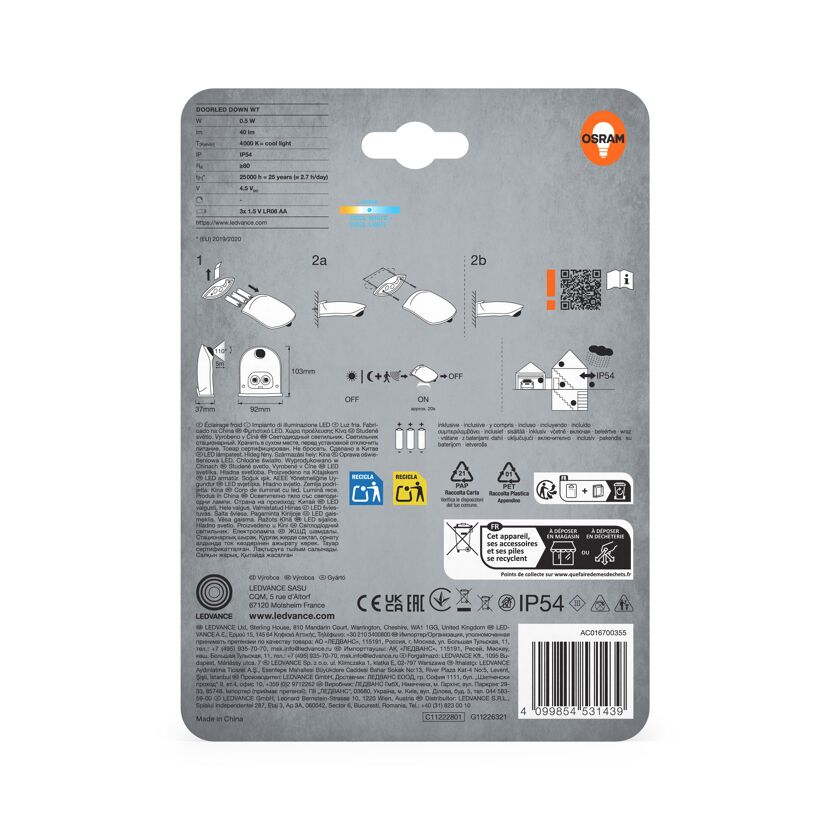 LED-Eingangsleuchte 0,95 W 40 lm neutralweiß 9,2 x 3,7 x 10,3 cm