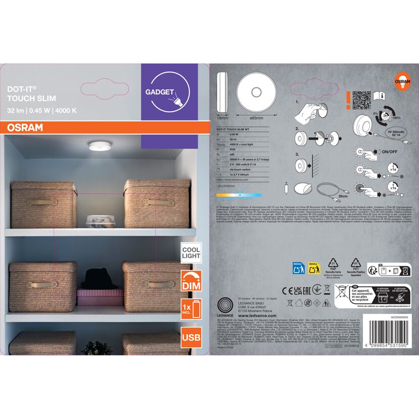 LED-Deckenleuchte 'Dot-It Touch' dimmbar 0,45 W 32 lm neutralweiß Ø 6,5 x 1,8 cm