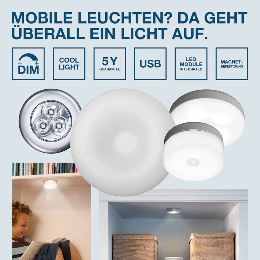 LED-Deckenleuchte 'Dot-It Touch' dimmbar 0,45 W 32 lm neutralweiß Ø 6,5 x 1,8 cm