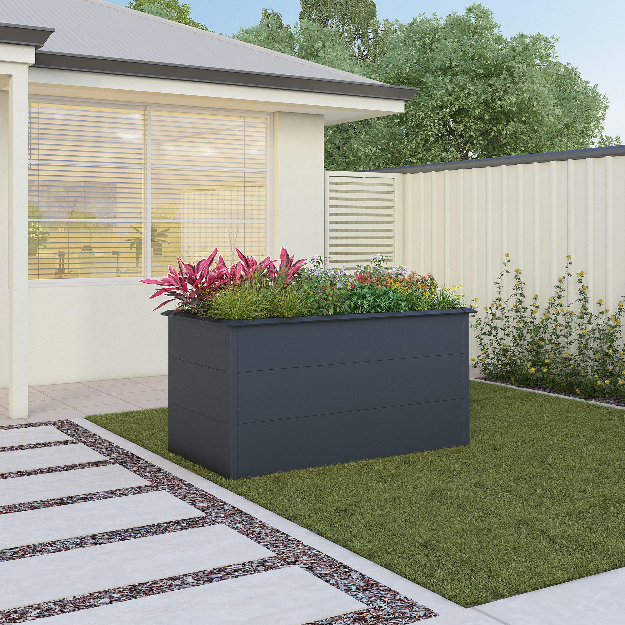 Hochbeet 'Moni' mit Schneckenkante anthrazit 150 x 77 x 75 cm