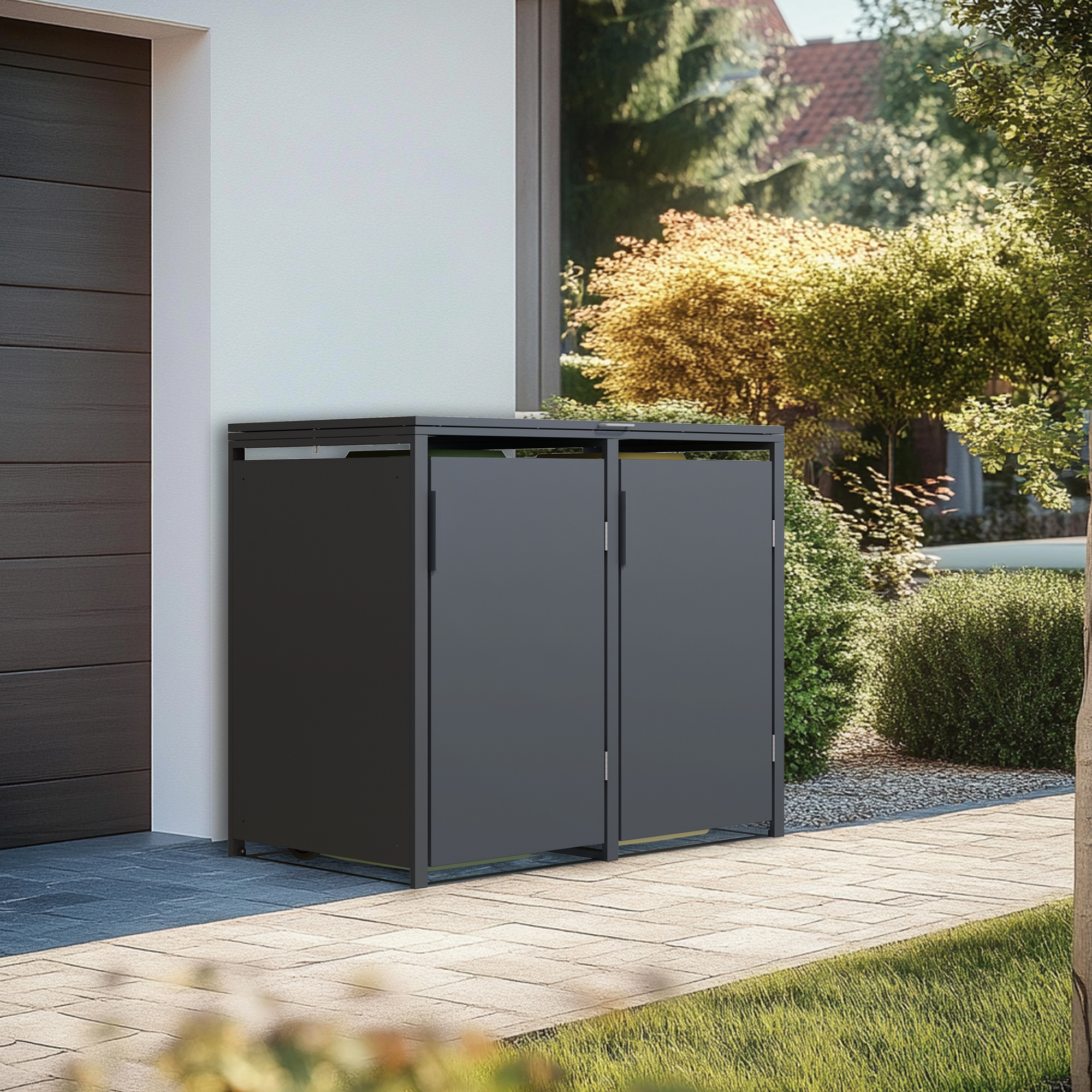 Mülltonnenbox 'Clara' mit Softclose anthrazit 132 x 116 x 80 cm