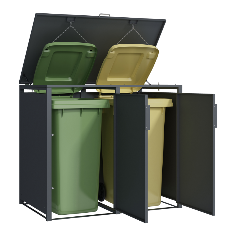 Mülltonnenbox 'Clara' mit Softclose anthrazit 132 x 116 x 80 cm