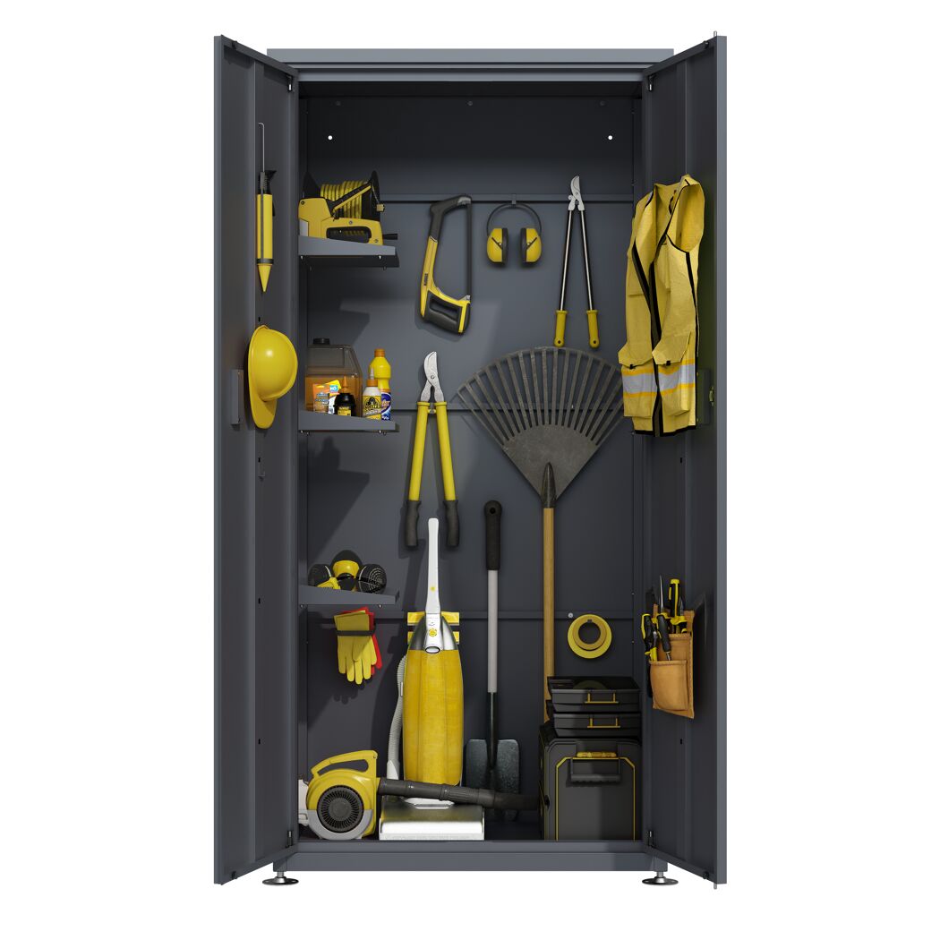 Geräteschrank 'Hanna' Stahl anthrazit 90 x 187 x 65 cm