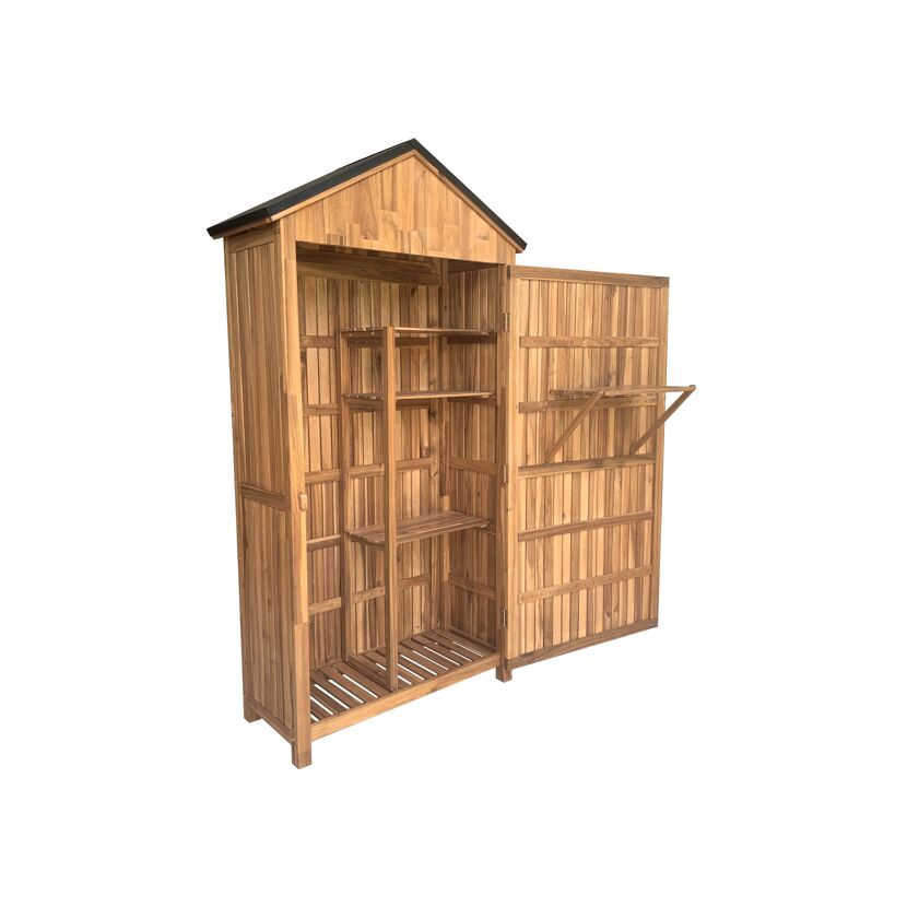 Geräteschrank 'Bella' Akazienholz naturbelassen 100 x 190 x 42,8 cm