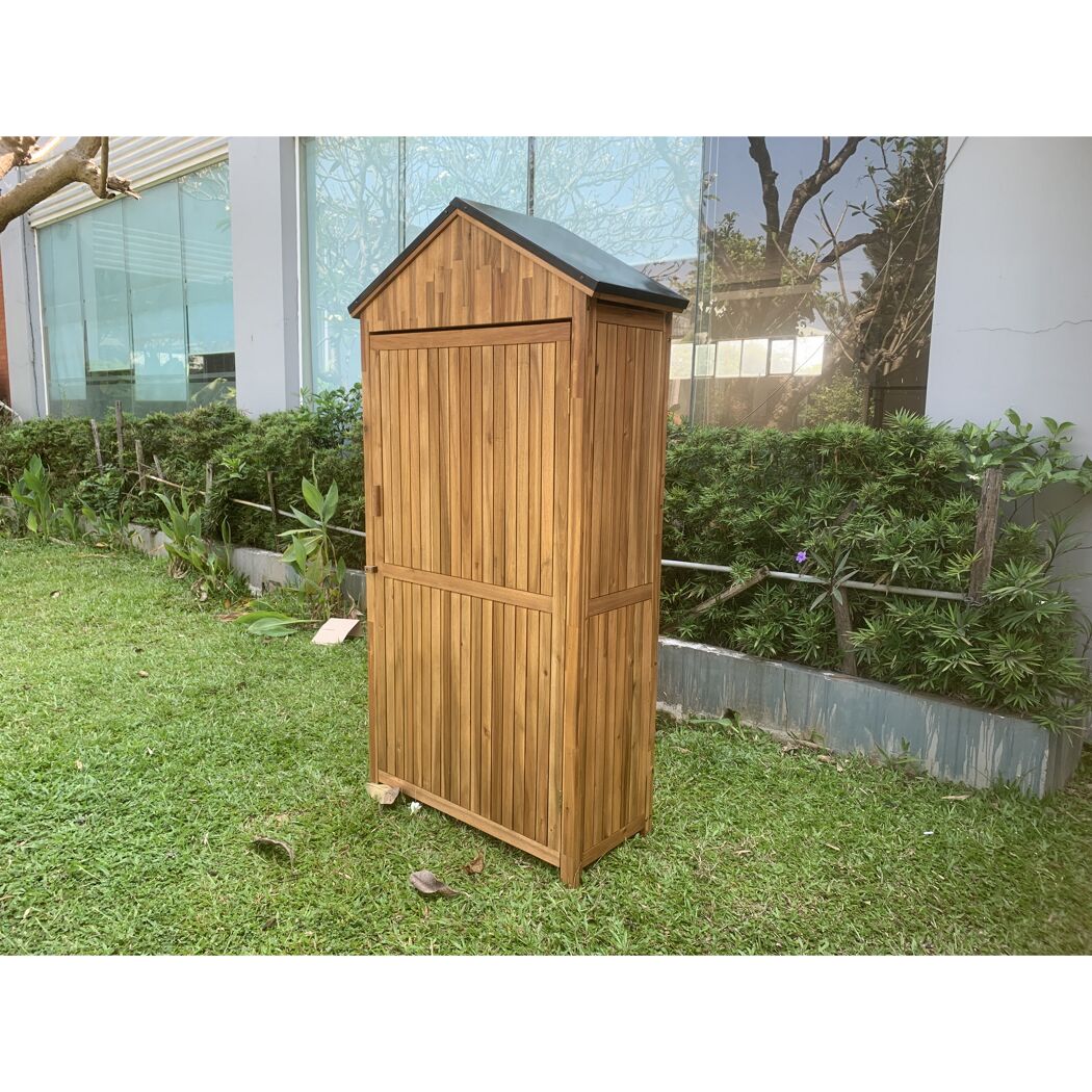 Geräteschrank 'Bella' Akazienholz naturbelassen 100 x 190 x 42,8 cm